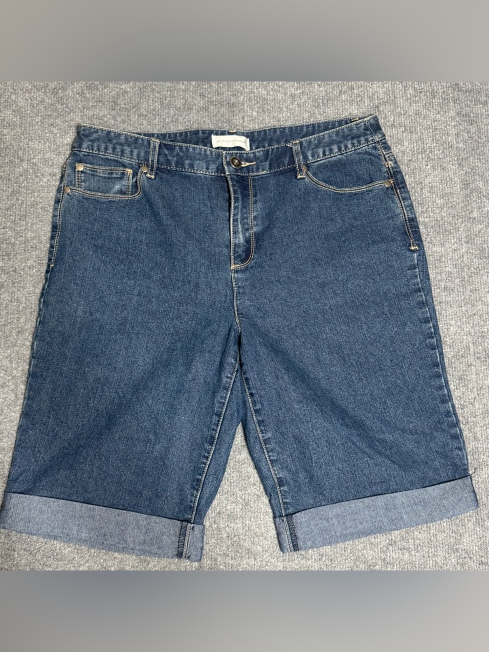 Christopher & Banks Denim Bermuda Shorts 10 Dark Wash Cuffed Coastal Casual 10